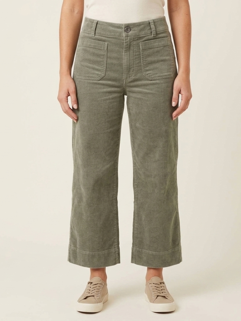 Anthropologie Maeve The Colette Corduroy Crop Wide Leg Pants Women 32 Green